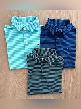 Lot of 3 - Boys Vineyard Vines On The Go Performance Dri Fit Polo Shirts